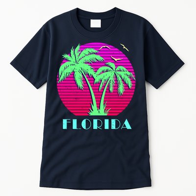Florida Retro Neon Palm Trees Sunset Tall T-Shirt