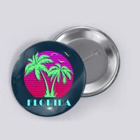 Florida Retro Neon Palm Trees Sunset Button