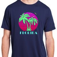 Florida Retro Neon Palm Trees Sunset Adult ChromaSoft Performance T-Shirt