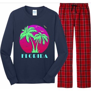 Florida Retro Neon Palm Trees Sunset Long Sleeve Pajama Set