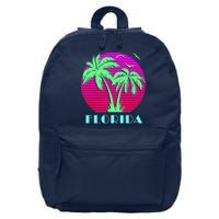 Florida Retro Neon Palm Trees Sunset 16 in Basic Backpack