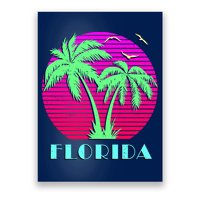 Florida Retro Neon Palm Trees Sunset Poster