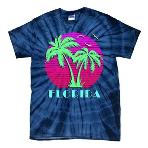 Florida Retro Neon Palm Trees Sunset Tie-Dye T-Shirt