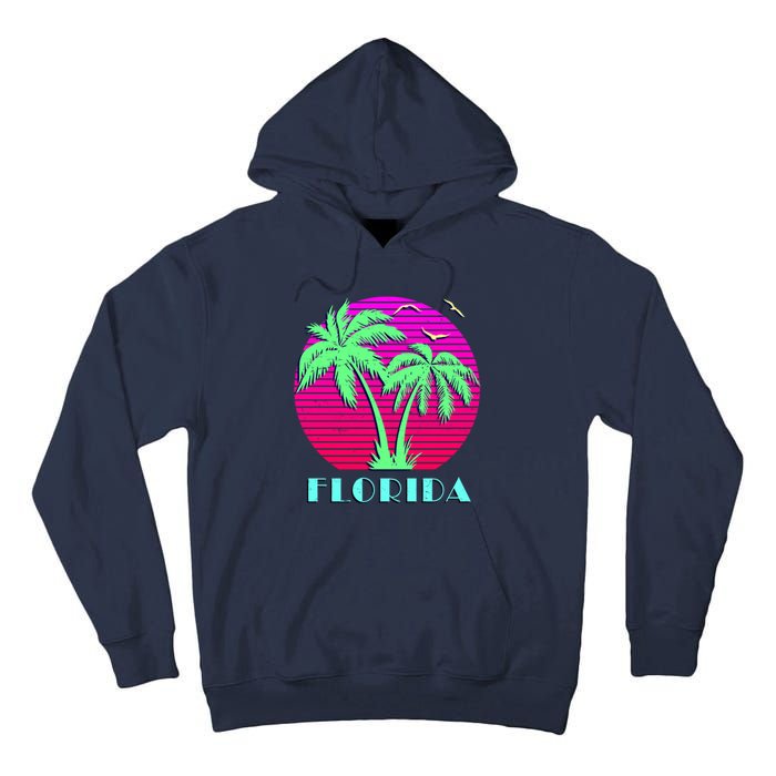 Florida Retro Neon Palm Trees Sunset Tall Hoodie