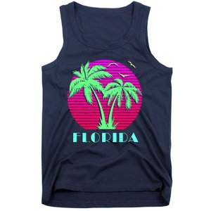 Florida Retro Neon Palm Trees Sunset Tank Top