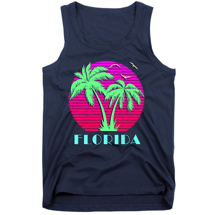 Florida Retro Neon Palm Trees Sunset Tank Top