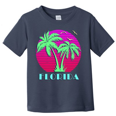 Florida Retro Neon Palm Trees Sunset Toddler T-Shirt