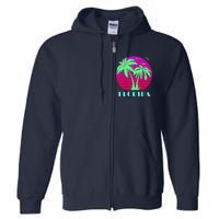 Florida Retro Neon Palm Trees Sunset Full Zip Hoodie