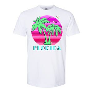 Florida Retro Neon Palm Trees Sunset Softstyle CVC T-Shirt