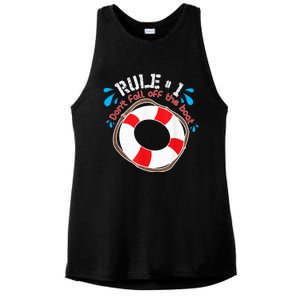 Funny Rule Number 1 Don't Fall off the Boat Holiday Cruise Ladies PosiCharge Tri-Blend Wicking Tank