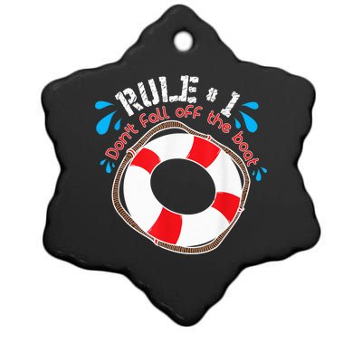 Funny Rule Number 1 Don't Fall off the Boat Holiday Cruise Ceramic Star Ornament