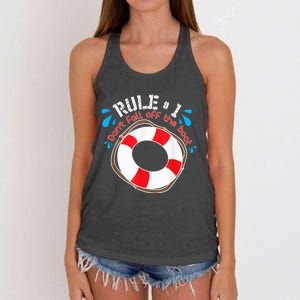 Funny Rule Number 1 Don't Fall off the Boat Holiday Cruise Women's Knotted Racerback Tank