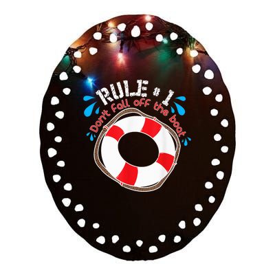 Funny Rule Number 1 Don't Fall off the Boat Holiday Cruise Ceramic Oval Ornament