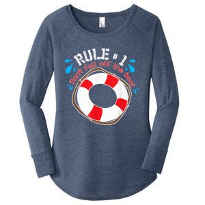 Funny Rule Number 1 Don't Fall off the Boat Holiday Cruise Women's Perfect Tri Tunic Long Sleeve Shirt