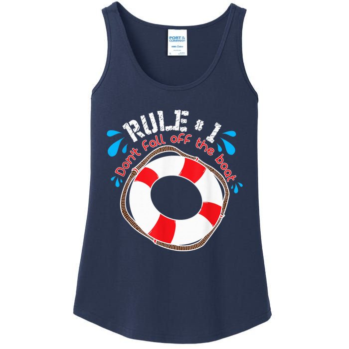 Funny Rule Number 1 Don't Fall off the Boat Holiday Cruise Ladies Essential Tank