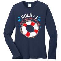 Funny Rule Number 1 Don't Fall off the Boat Holiday Cruise Ladies Long Sleeve Shirt