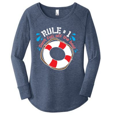 Funny Rule Number 1 Dont Fall Off The Boat Holiday Cruise Gift Women's Perfect Tri Tunic Long Sleeve Shirt