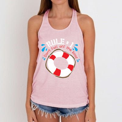 Funny Rule Number 1 Dont Fall Off The Boat Holiday Cruise Gift Women's Knotted Racerback Tank