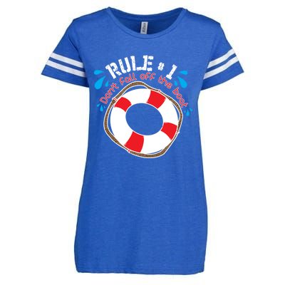 Funny Rule Number 1 Dont Fall Off The Boat Holiday Cruise Gift Enza Ladies Jersey Football T-Shirt