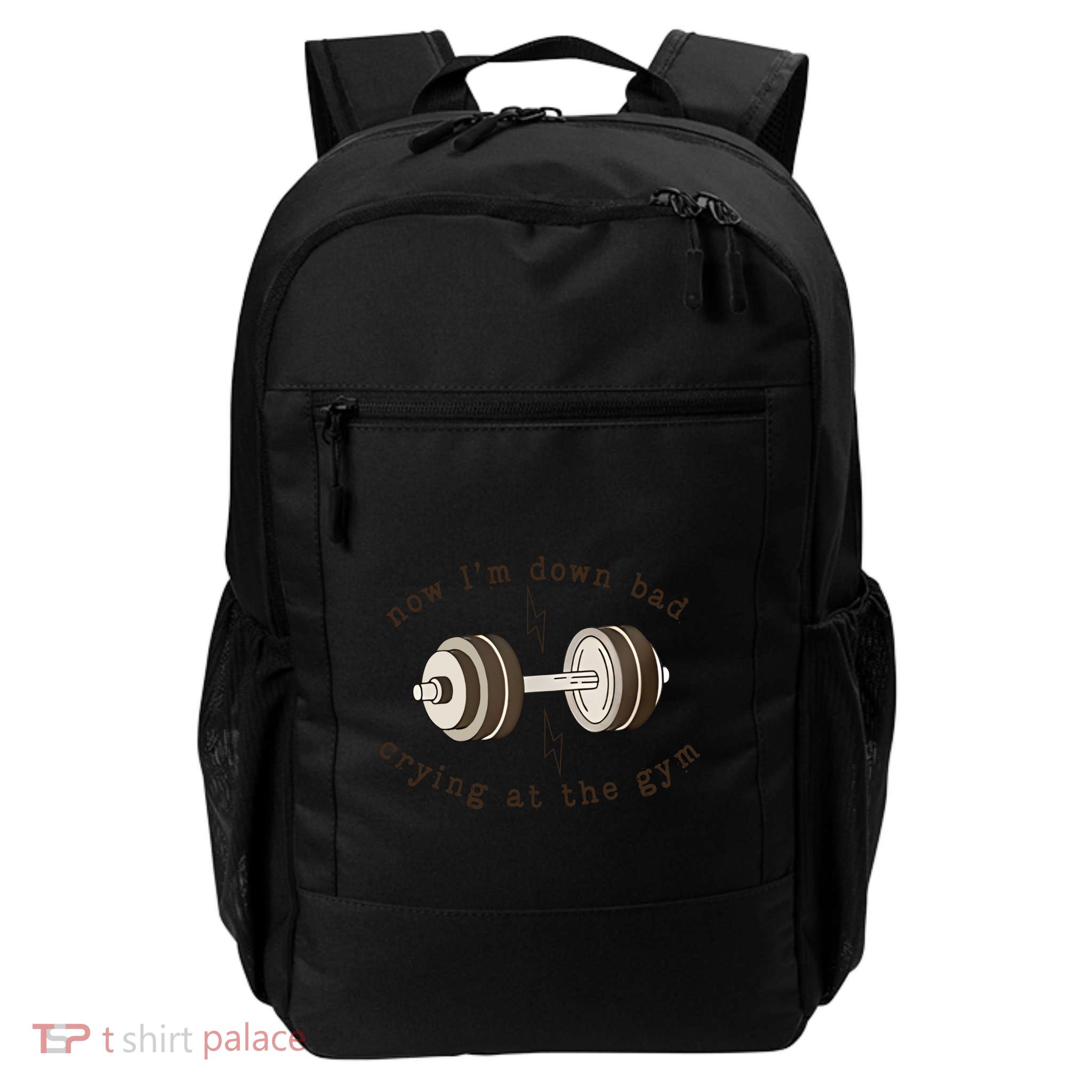 Funny Retro Now IM Down Bad Crying At The Gym Gift Daily Commute Backpack