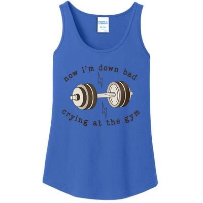 Funny Retro Now IM Down Bad Crying At The Gym Gift Ladies Essential Tank