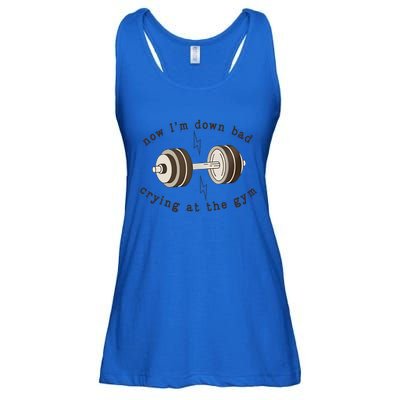 Funny Retro Now IM Down Bad Crying At The Gym Gift Ladies Essential Flowy Tank