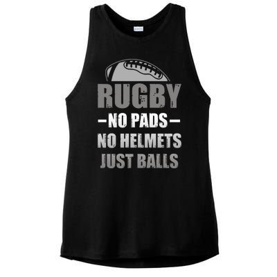 Funny Rugby No Pads No Helmets Just Balls Fan Gift Ladies PosiCharge Tri-Blend Wicking Tank