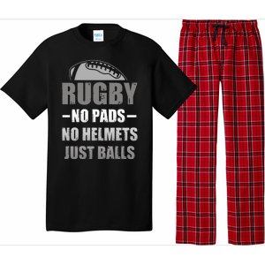 Funny Rugby No Pads No Helmets Just Balls Fan Gift Pajama Set