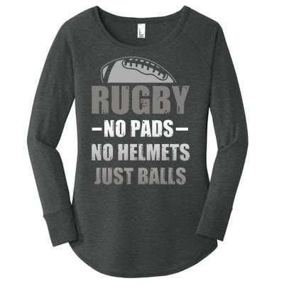 Funny Rugby No Pads No Helmets Just Balls Fan Gift Women's Perfect Tri Tunic Long Sleeve Shirt