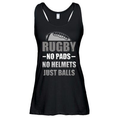 Funny Rugby No Pads No Helmets Just Balls Fan Gift Ladies Essential Flowy Tank