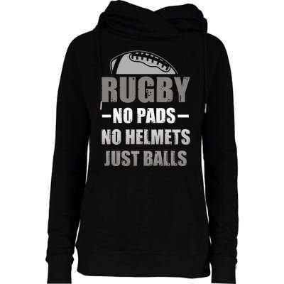 Funny Rugby No Pads No Helmets Just Balls Fan Gift Womens Funnel Neck Pullover Hood