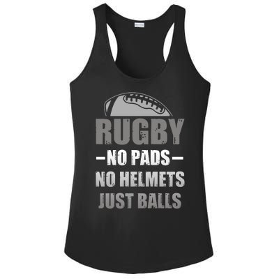 Funny Rugby No Pads No Helmets Just Balls Fan Gift Ladies PosiCharge Competitor Racerback Tank