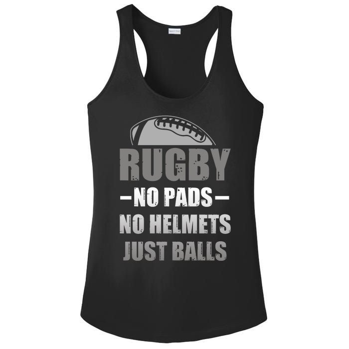 Funny Rugby No Pads No Helmets Just Balls Fan Gift Ladies PosiCharge Competitor Racerback Tank