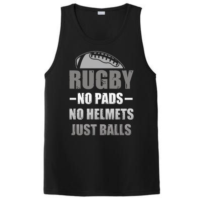 Funny Rugby No Pads No Helmets Just Balls Fan Gift PosiCharge Competitor Tank