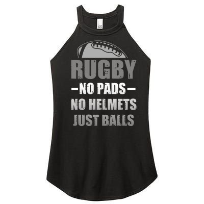 Funny Rugby No Pads No Helmets Just Balls Fan Gift Women's Perfect Tri Rocker Tank