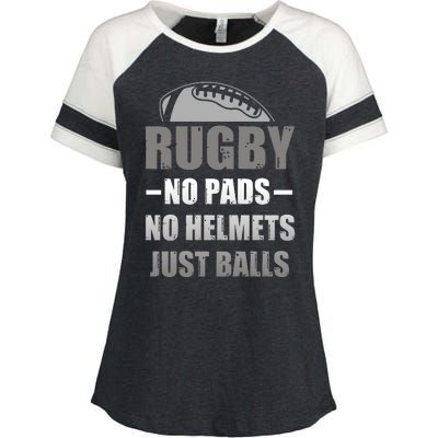 Funny Rugby No Pads No Helmets Just Balls Fan Gift Enza Ladies Jersey Colorblock Tee