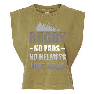 Funny Rugby No Pads No Helmets Just Balls Fan Gift Garment-Dyed Women's Muscle Tee