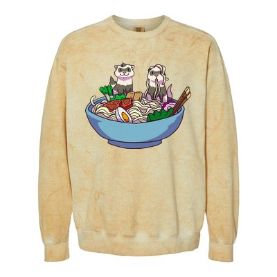 Ferret Ramen Noodles Anime Kawaii Japanese Otaku Gift Colorblast Crewneck Sweatshirt