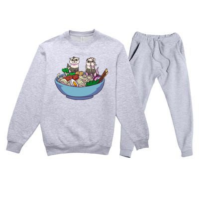 Ferret Ramen Noodles Anime Kawaii Japanese Otaku Gift Premium Crewneck Sweatsuit Set