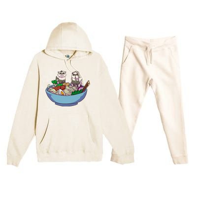 Ferret Ramen Noodles Anime Kawaii Japanese Otaku Gift Premium Hooded Sweatsuit Set