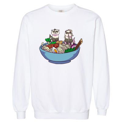 Ferret Ramen Noodles Anime Kawaii Japanese Otaku Gift Garment-Dyed Sweatshirt