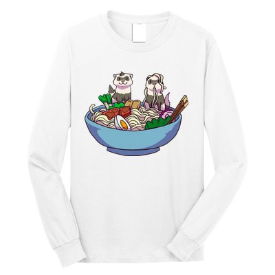 Ferret Ramen Noodles Anime Kawaii Japanese Otaku Gift Long Sleeve Shirt