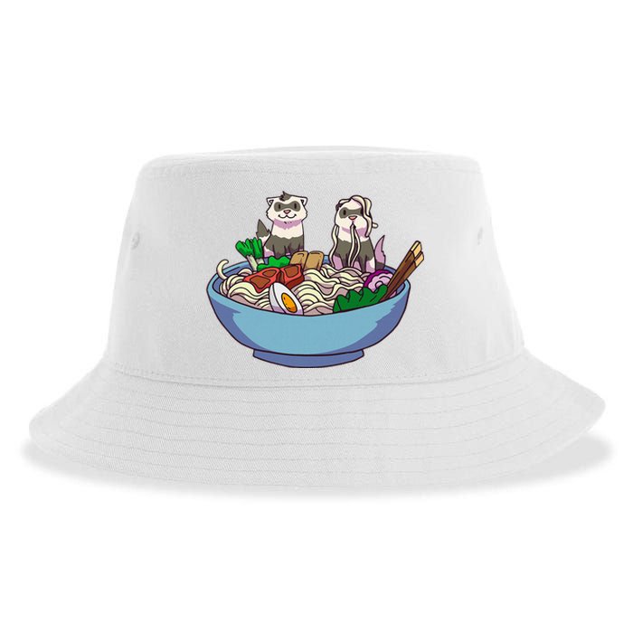 Ferret Ramen Noodles Anime Kawaii Japanese Otaku Gift Sustainable Bucket Hat