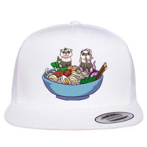 Ferret Ramen Noodles Anime Kawaii Japanese Otaku Gift Flat Bill Trucker Hat