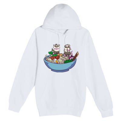 Ferret Ramen Noodles Anime Kawaii Japanese Otaku Gift Premium Pullover Hoodie