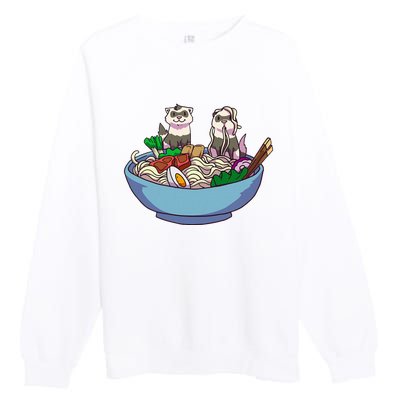 Ferret Ramen Noodles Anime Kawaii Japanese Otaku Gift Premium Crewneck Sweatshirt