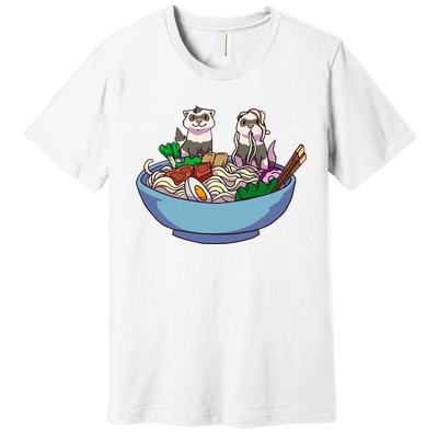 Ferret Ramen Noodles Anime Kawaii Japanese Otaku Gift Premium T-Shirt