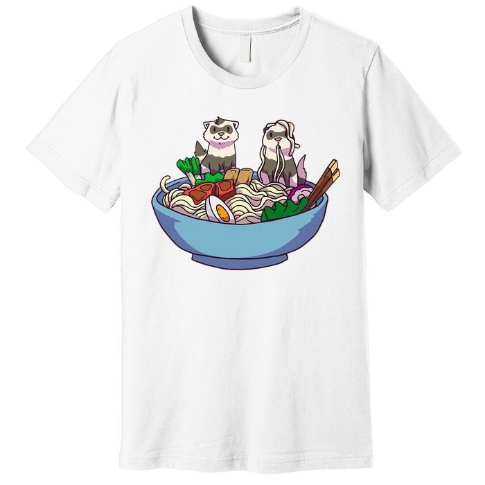 Ferret Ramen Noodles Anime Kawaii Japanese Otaku Gift Premium T-Shirt