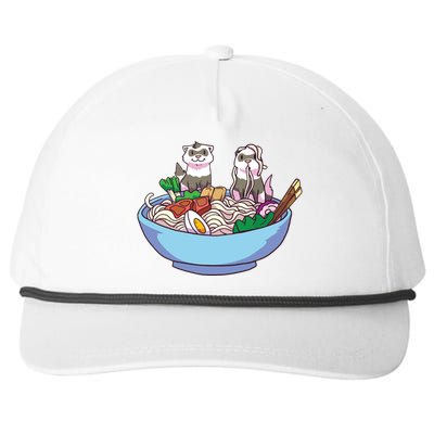 Ferret Ramen Noodles Anime Kawaii Japanese Otaku Gift Snapback Five-Panel Rope Hat