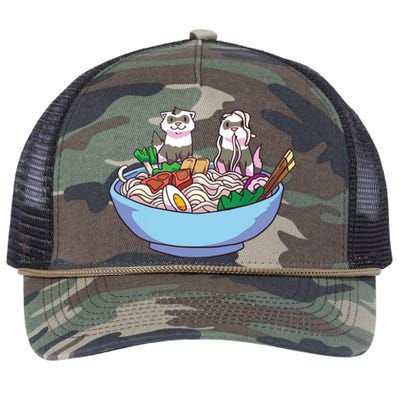 Ferret Ramen Noodles Anime Kawaii Japanese Otaku Gift Retro Rope Trucker Hat Cap